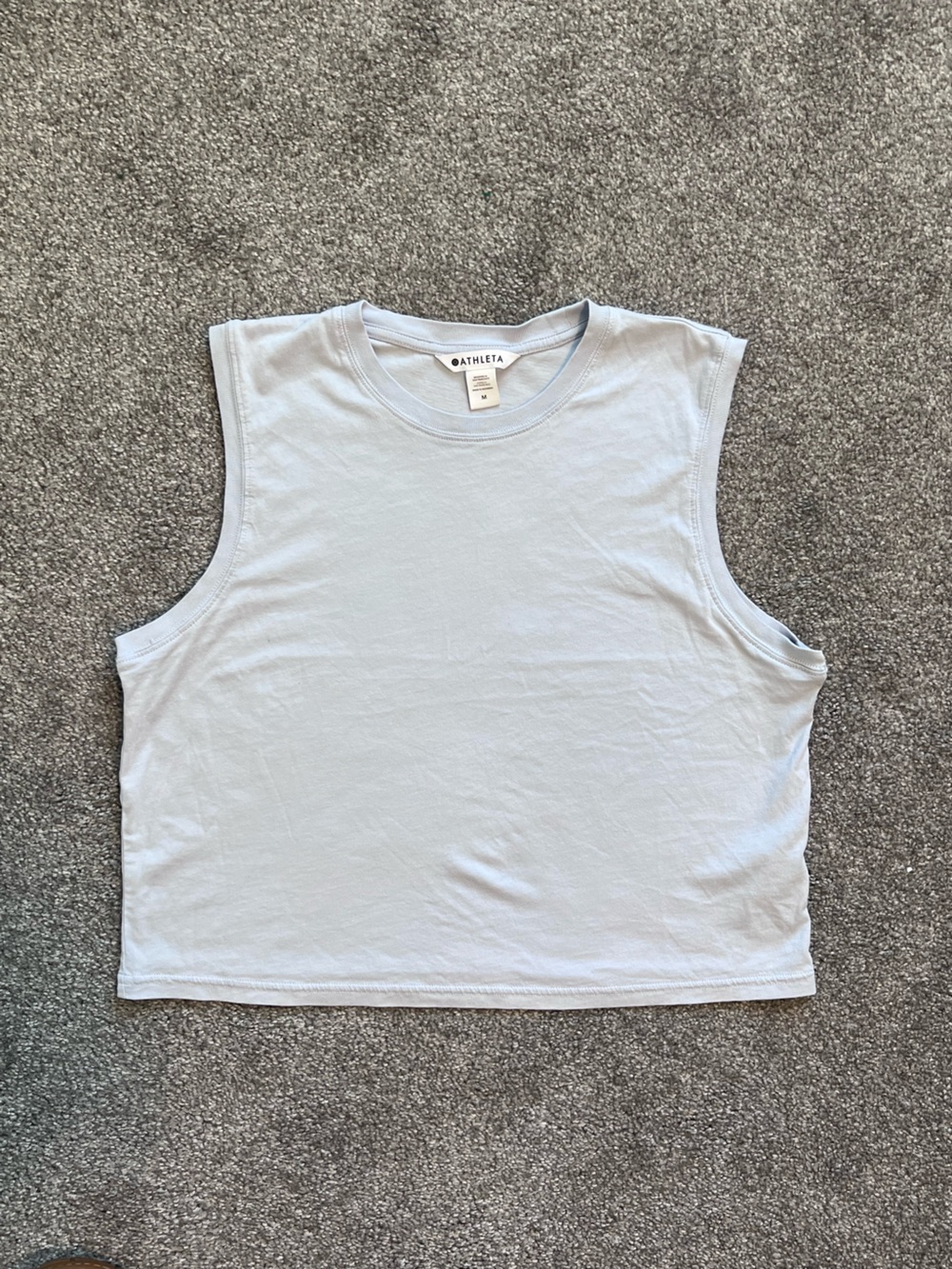 Athleta True Cotton Crop Tank Light Blue Gray Muscle Top Womenβs Size Medium (M)
